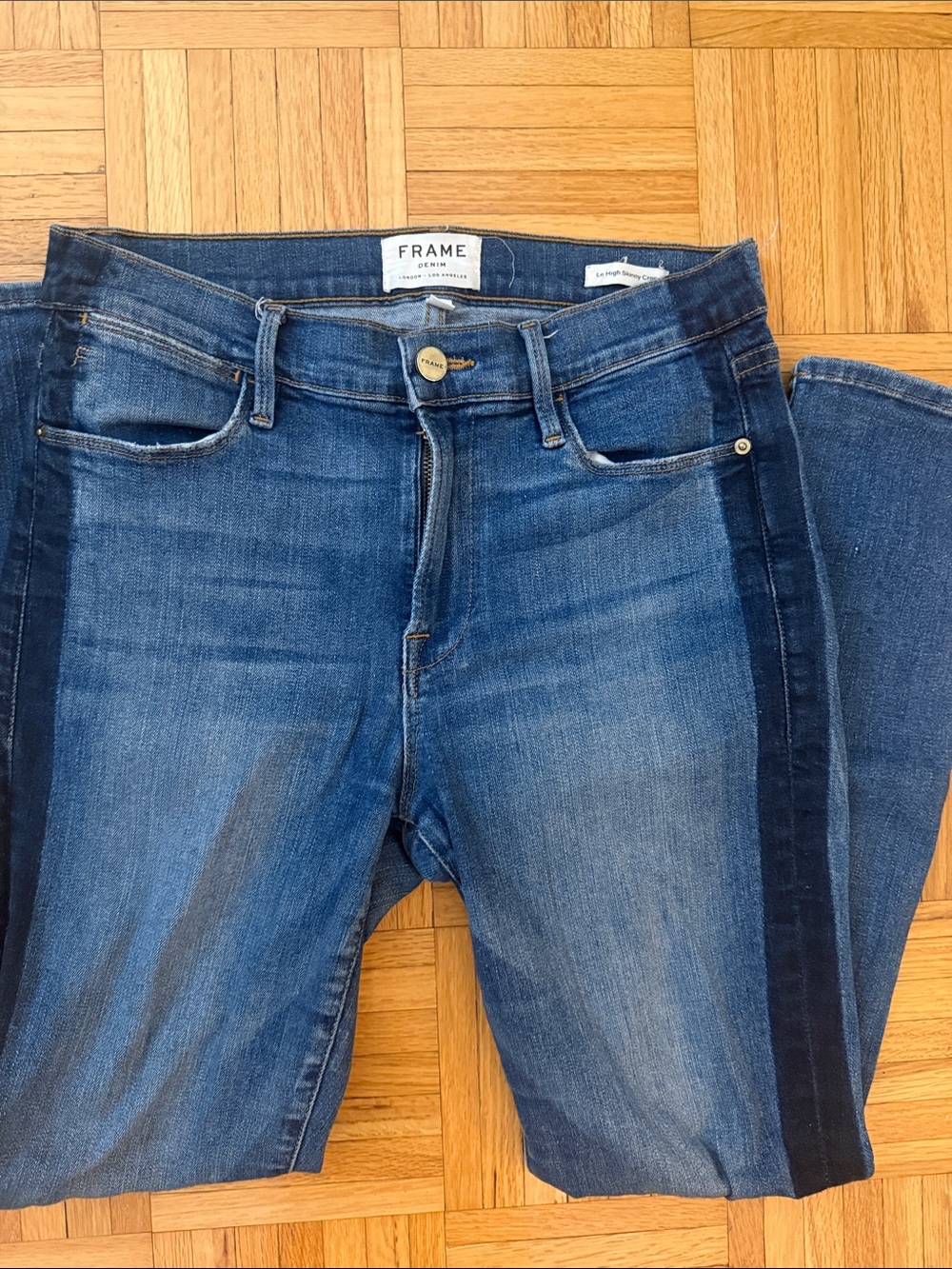 Frame Denim Women's Blue Jeans with Dark Blue Side Stripe